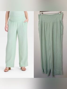 Isabel by Ingrid & Isabel Maternity XXL sage Green Gauze Wide Leg Lounge Pants